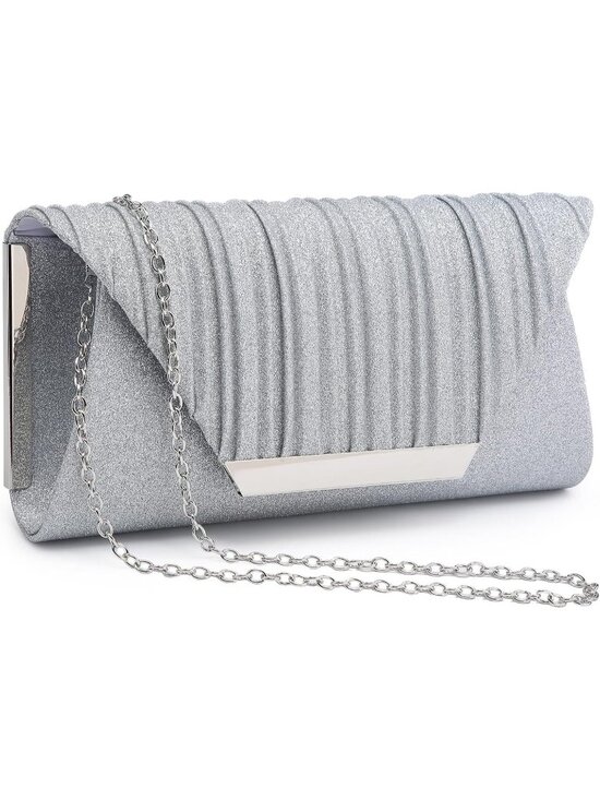 Handbags - 〽️ Women's Glitter Silver Evening Clutch Purse Wedding Party Cocktail Formal Bag